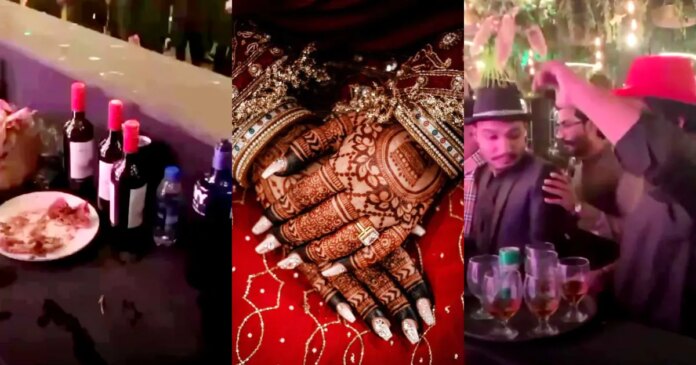 Bottles of wine go viral in a Pakistani wedding

