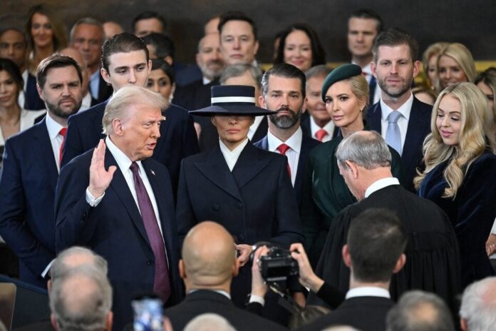 Donald Trump is sworn in for a second term, heralding the start of a 'Gilded Age of America'.

