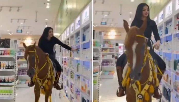 Saudi woman who shopping behind horses went viral

