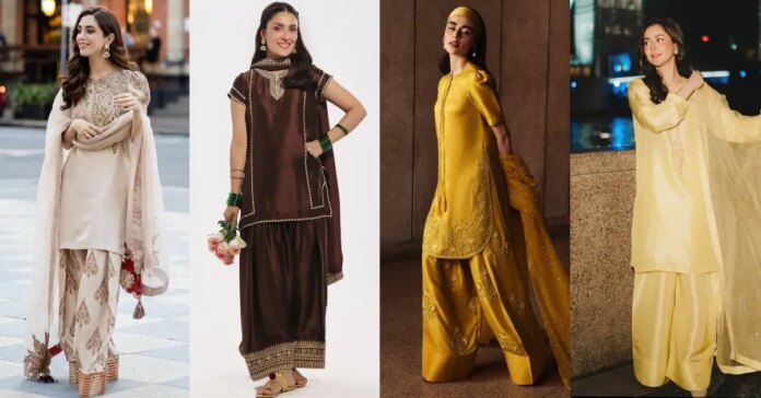 Pakistani actresses embrace the Farsi Shalwar trend

